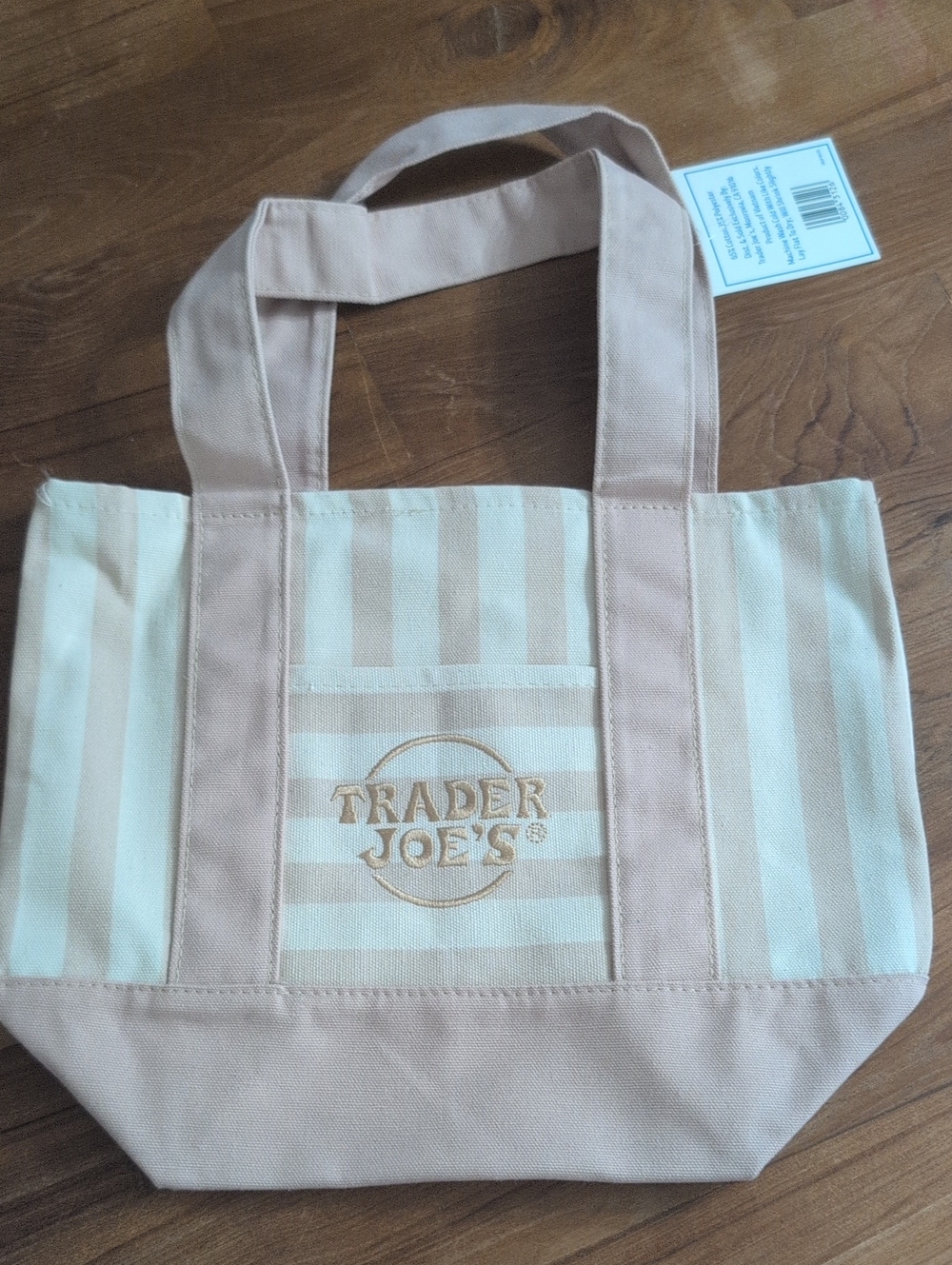 NWT Cream & Tan Striped Canvas Tote Bag Limited Edition